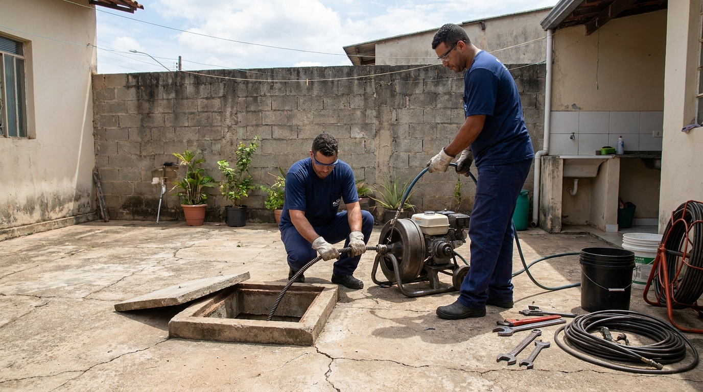 Desentupimento de esgoto residencial em Carapicuíba‑SP