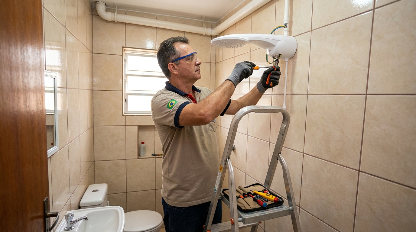Instalação de chuveiro no banheiro em Carapicuíba‑SP
